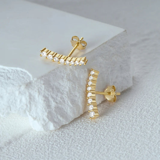 Boucle D'oreille Grimpante Effet Couronne Diamants