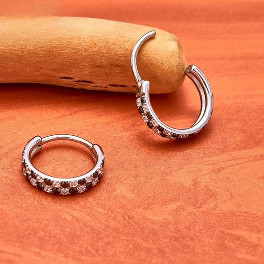 Boucle D'Oreille Homme Créole Argenté Strass