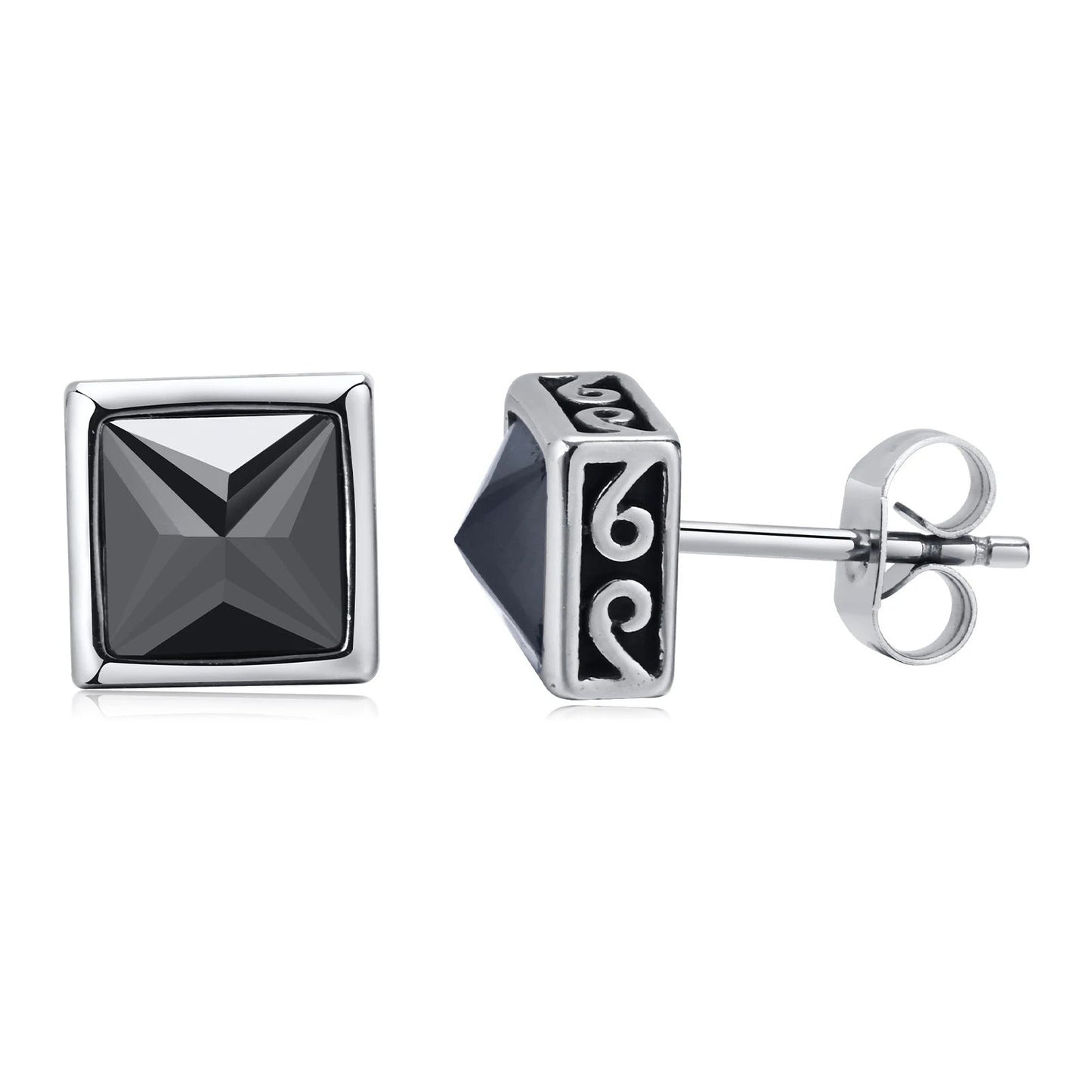 Boucle D'oreille Homme Discret en Forme de Carré sur fond blanc