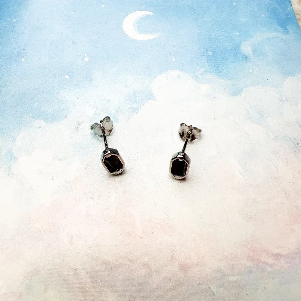 Boucle D'oreille Homme Discret Pierre Noire