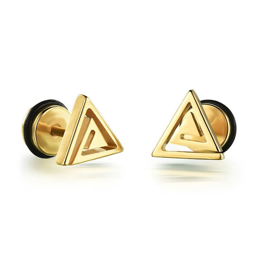 Boucle D'Oreille Homme Discret Triangle Ajouré Acier Inoxydable