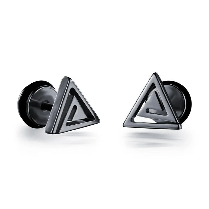 Boucle D'Oreille Homme Discret Triangle Ajouré Acier Inoxydable