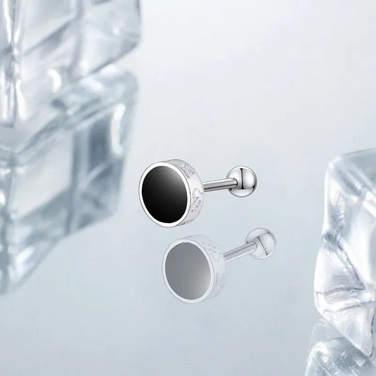 Boucle D'oreille Homme Noire Ronde et Minimaliste