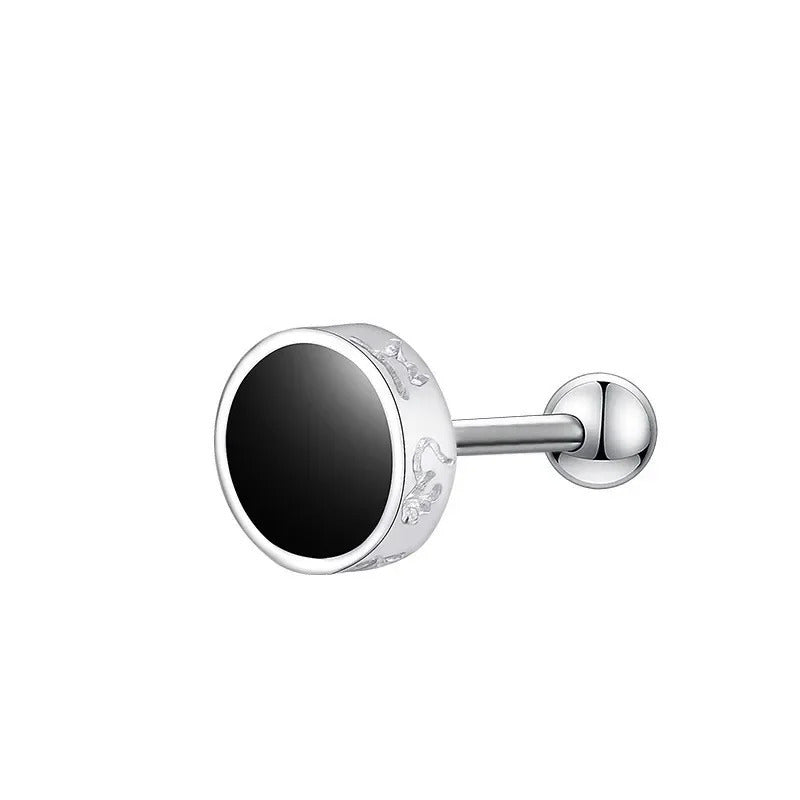 Boucle D'oreille Homme Noire Ronde et Minimaliste