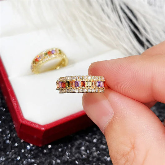Boucle D'oreille Luxe Créole Arc-En-Ciel