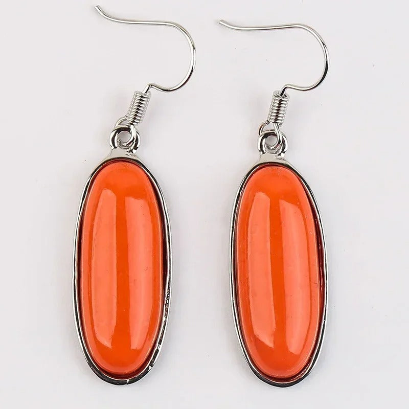 Boucle D'Oreille Orange Longue Ovale