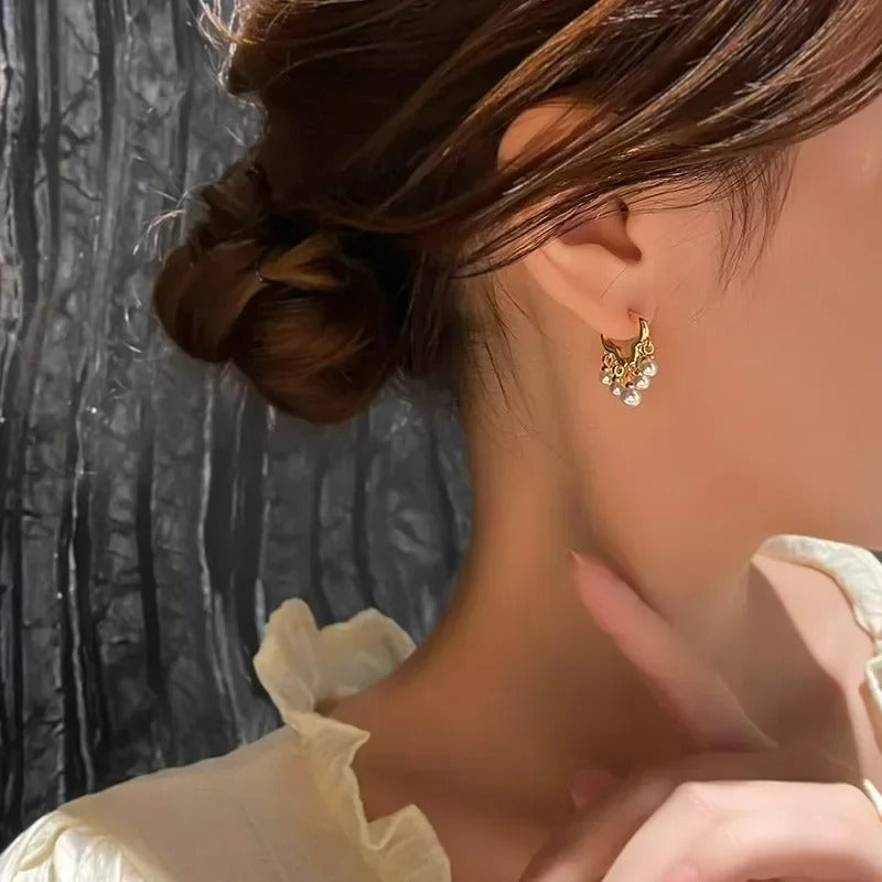 Boucle d'Oreille Perle Dorée Chic