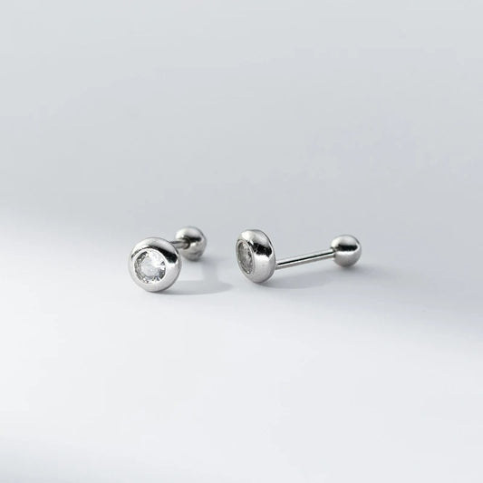 Boucle D'oreille Puce Minimaliste Argent Et Zircon