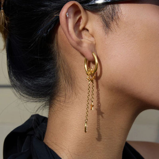 Boucle D'oreille Soleil Longue Acier Inoxydable