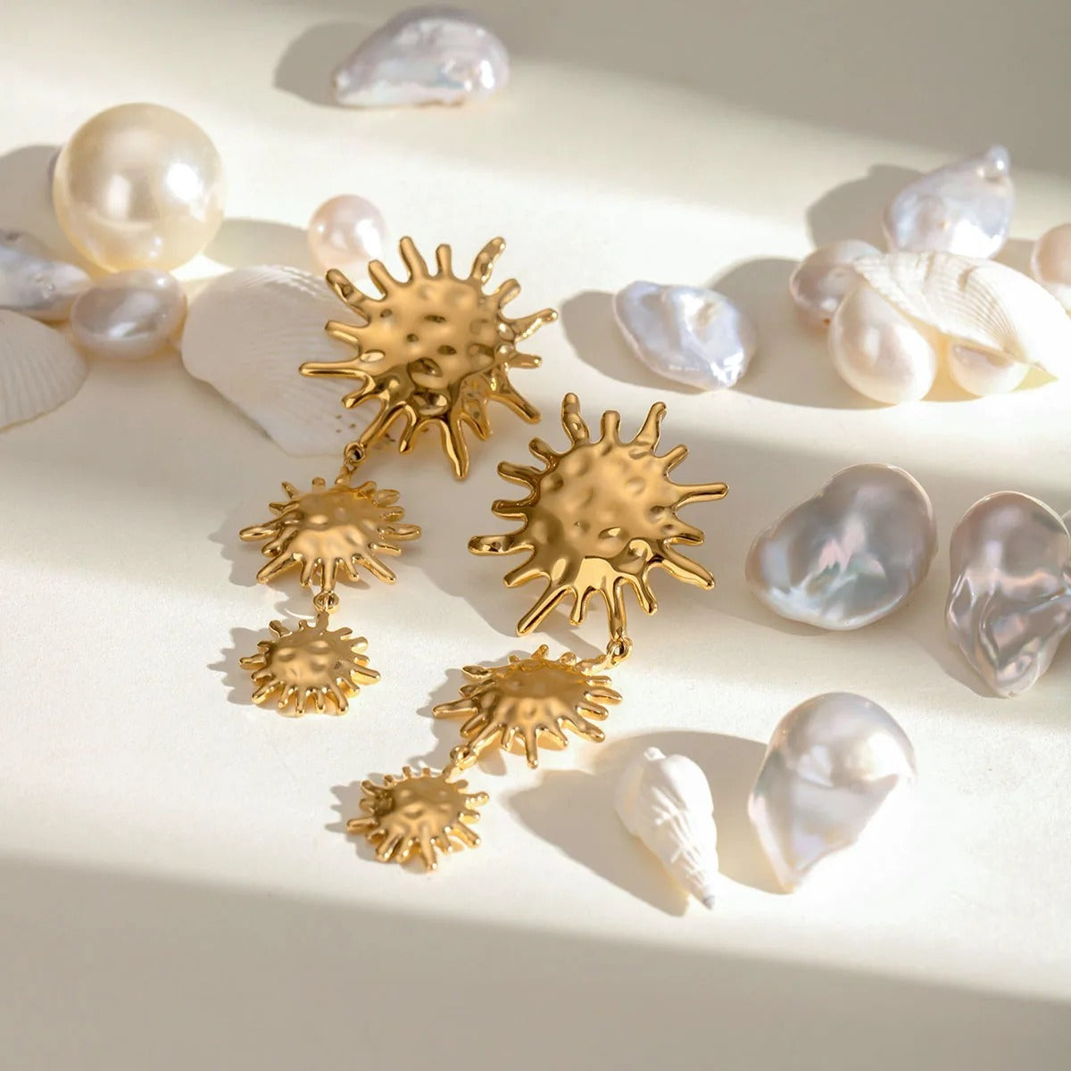 Boucle D'oreille Soleil Longue Tendance Acier Inoxydable