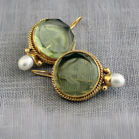 Boucle D'oreille Verte Vintage