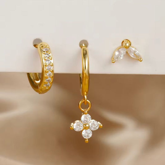 Boucle d'Oreille 3 Trous Acier Inoxydable