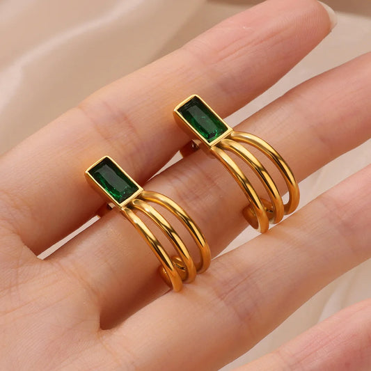 Boucle D'oreille Acier Inoxydable Dorée Élégante