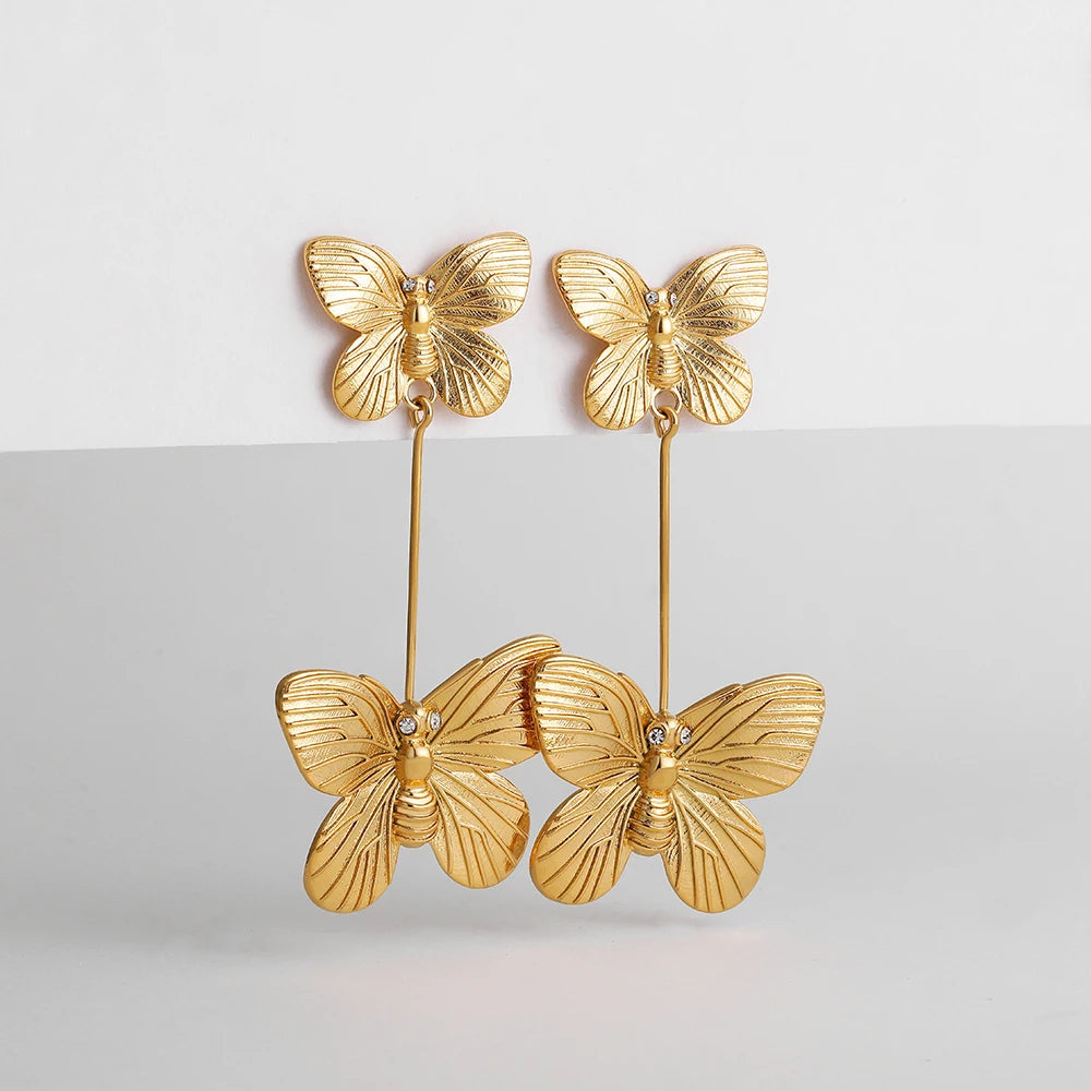 Boucle D'oreille Acier Inoxydable en Forme de Papillon
