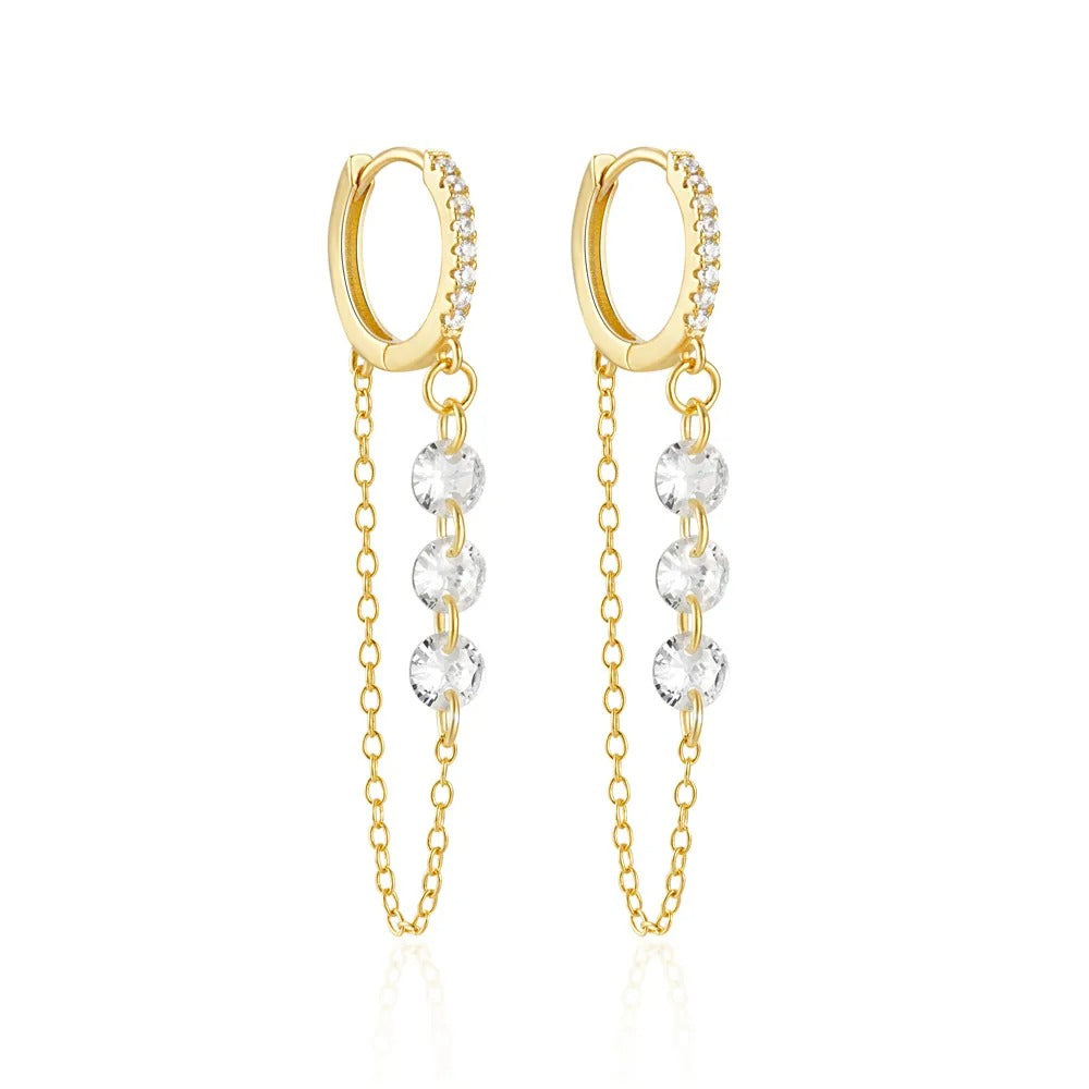 Boucle d'Oreille Chaine Style Diamanté