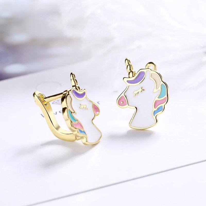Boucle D'oreille Licorne Dorée Mignonne
