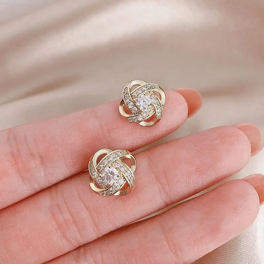 Boucle d'Oreille Luxe Femme en Cristal Croisé