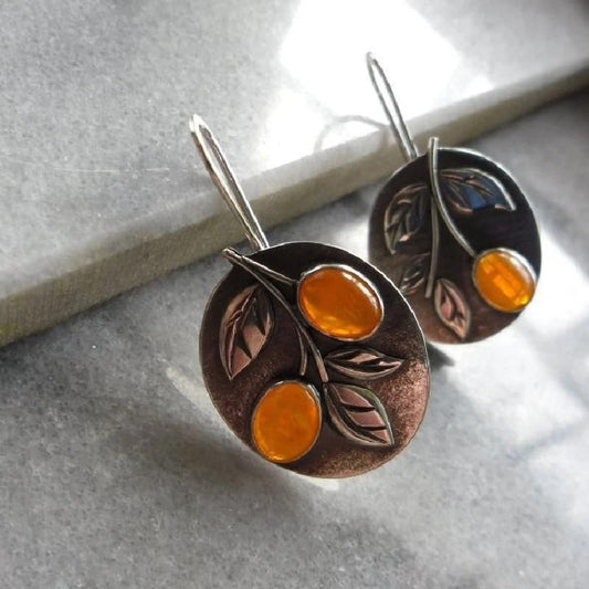 Boucle D'oreille Orange Vintage Plante