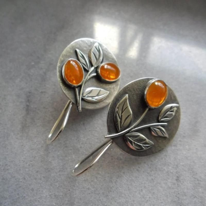 Boucle D'oreille Orange Vintage Plante
