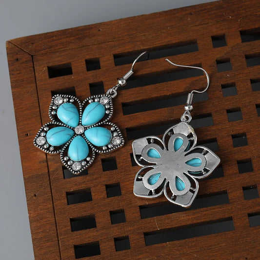 Boucle d'Oreille Turquoise Durable en Forme de Fleur