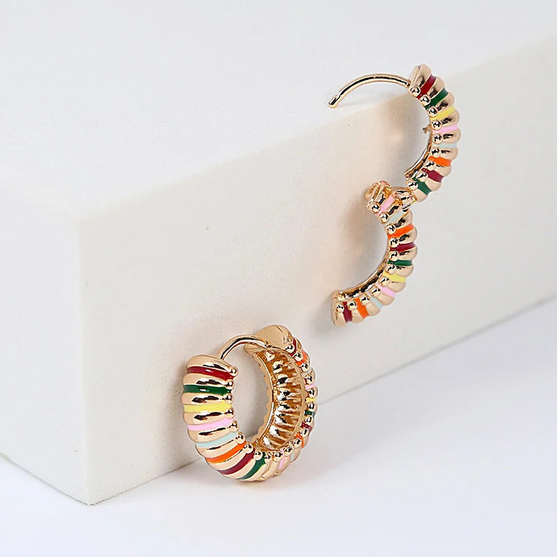 Boucles d'Oreilles Originales Multicolore en Émail