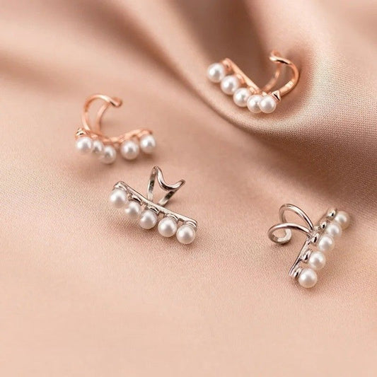 Ear Cuff 5 Perles Blanches