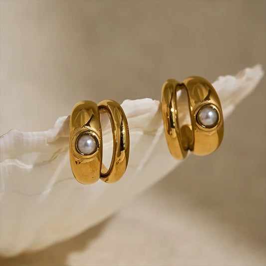 Ear cuff Acier Inoxydable Et Perle