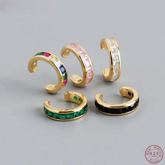 Ear Cuff En Argent Doré Et Pierres Zircon