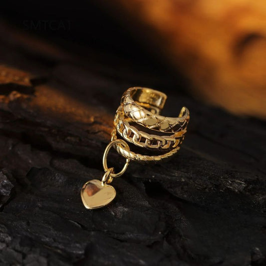 Ear Cuff Doré Grelot Cœur