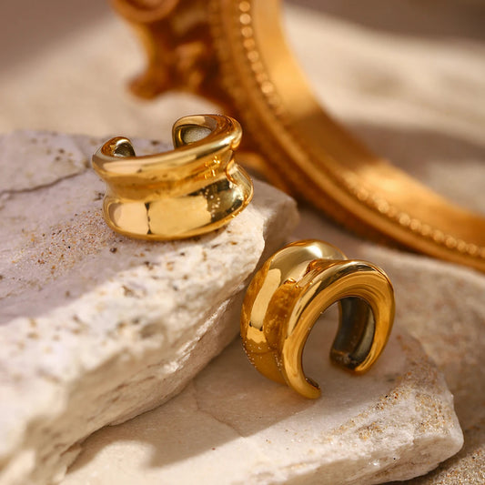 Ear cuff doré large en acier inoxydable