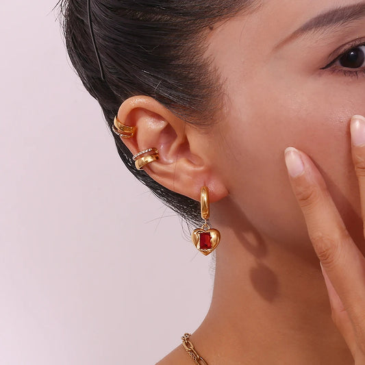 Ear cuff Double Avec Strass En Acier Inoxydable