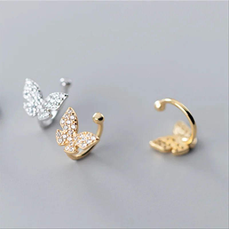 Earcuff Papillon Argent Et Zircon