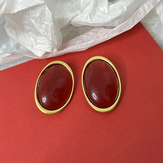 Grosse Boucle d'Oreille Résine Rouge