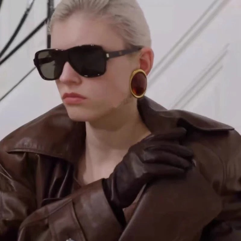 Grosse Boucle d'Oreille Résine Rouge