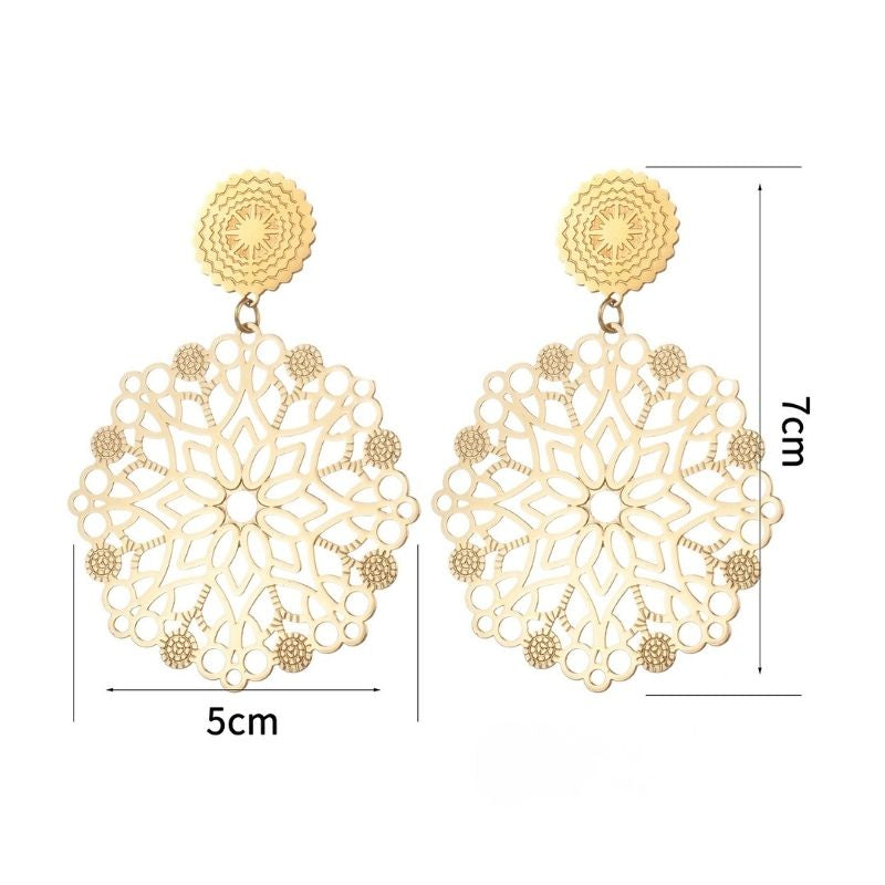 Grosse Boucle d'Oreille Style floral