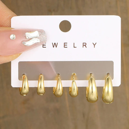 Lot 3 Paire Boucles d'Oreilles Anneau Femme