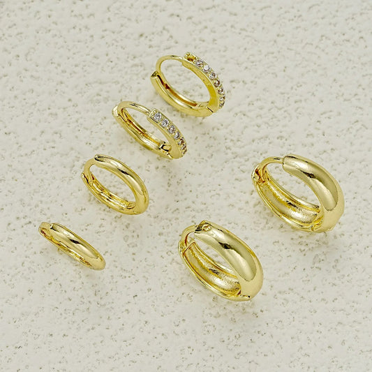 Lot 3 Paires Boucles D'oreilles Créoles Dorées