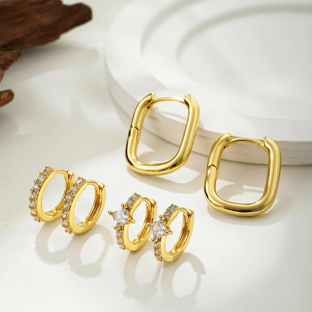 Lot 3 Paires Boucles D'oreilles Dorées Luxe