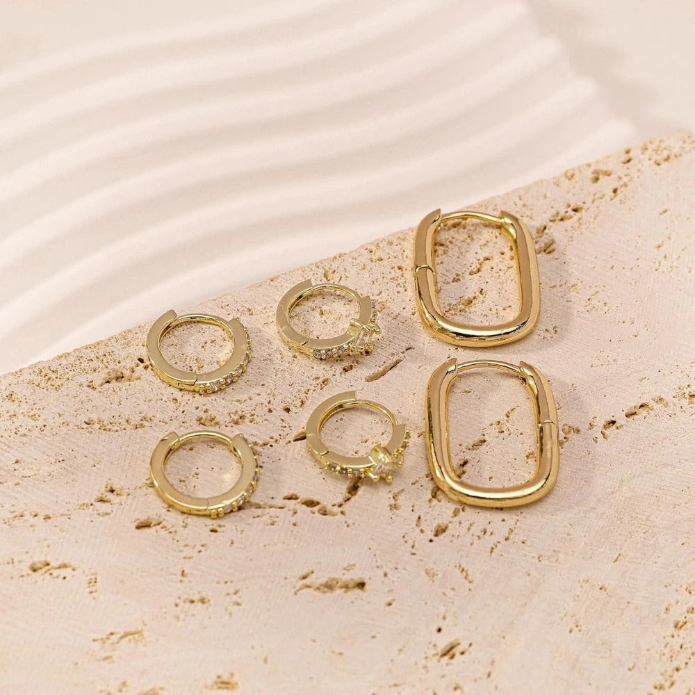 Lot 3 Paires Boucles D'oreilles Dorées Luxe