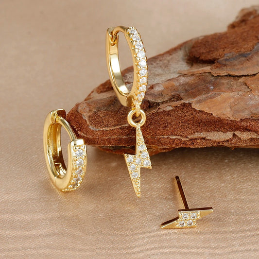 Lot Boucle D'oreille Eclair Acier Inoxydable Dépareillées