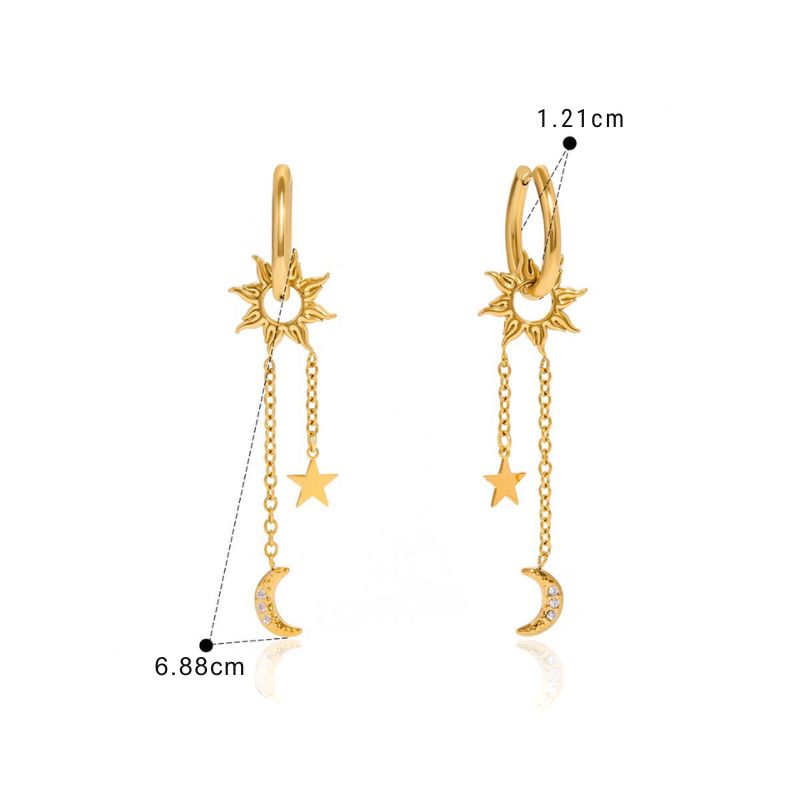 Boucle D'oreille Soleil Longue Acier Inoxydable