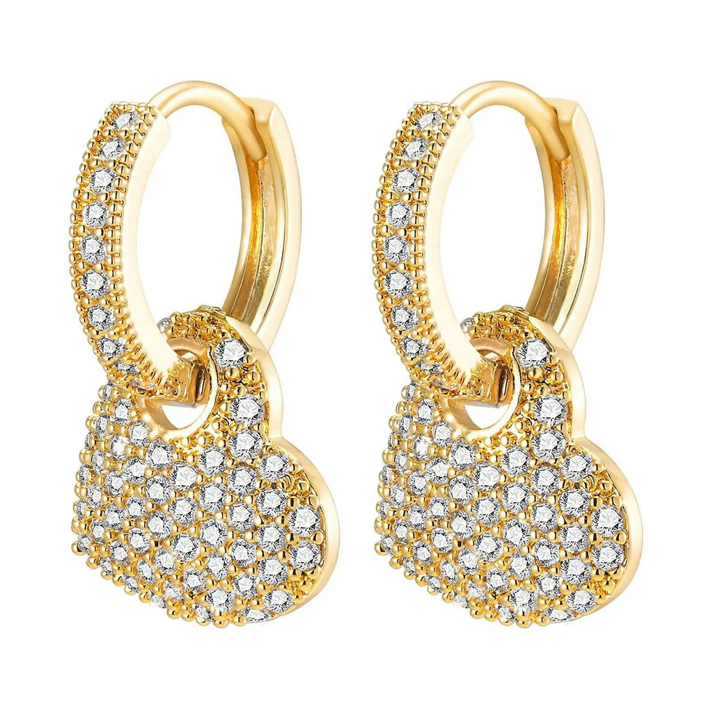 Boucle D'Oreille Cœur Pavée De Zircons