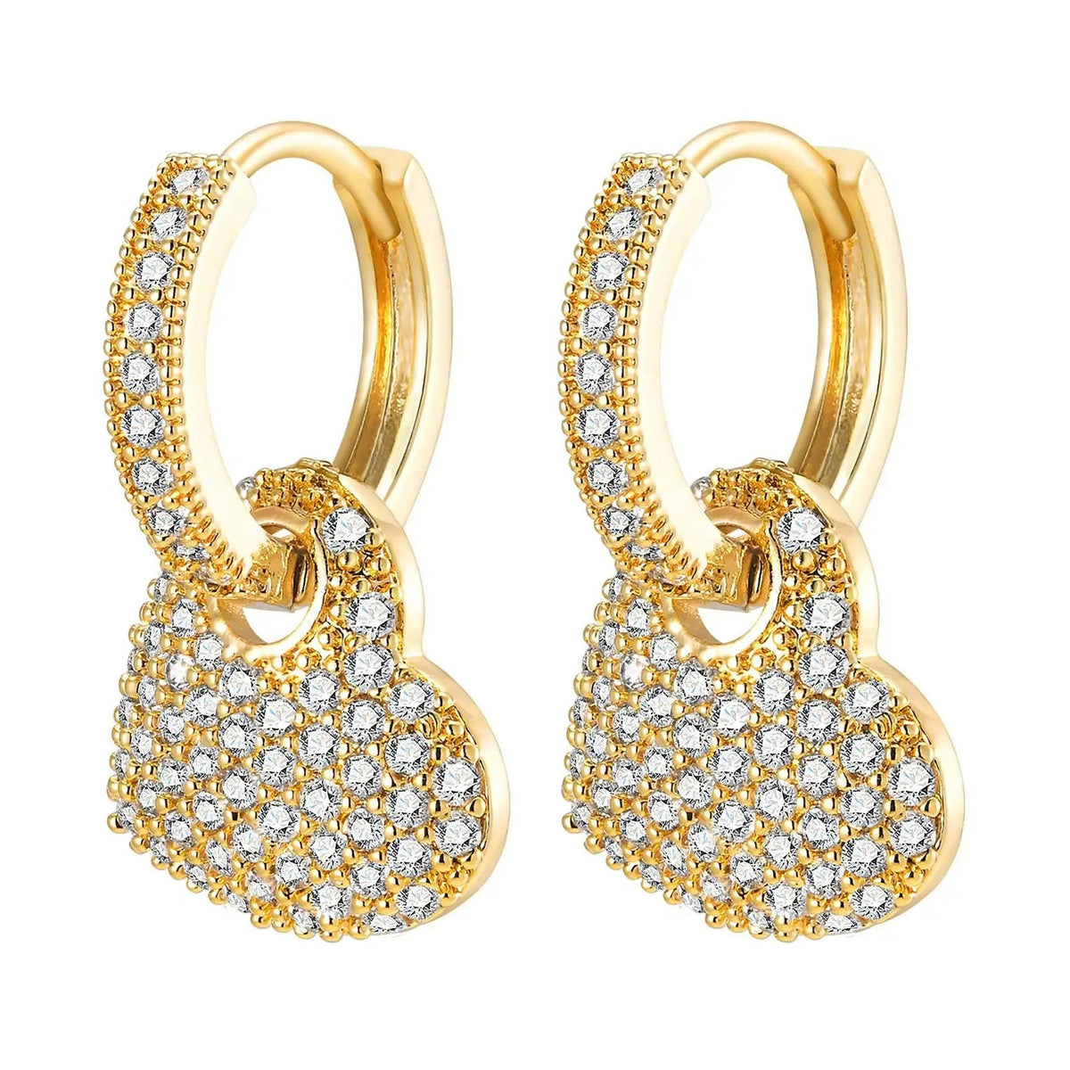 Boucle D'Oreille Cœur Pavée De Zircons