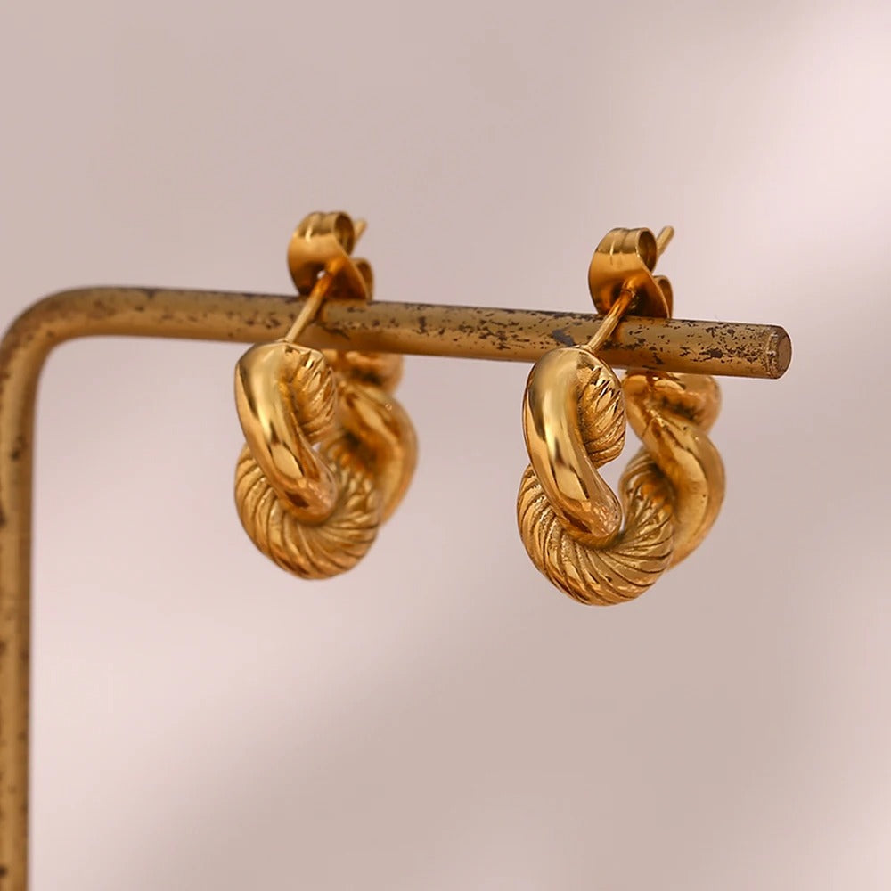 Boucle d'Oreille Femme Acier Inoxydable Epaisse Torsadée Image