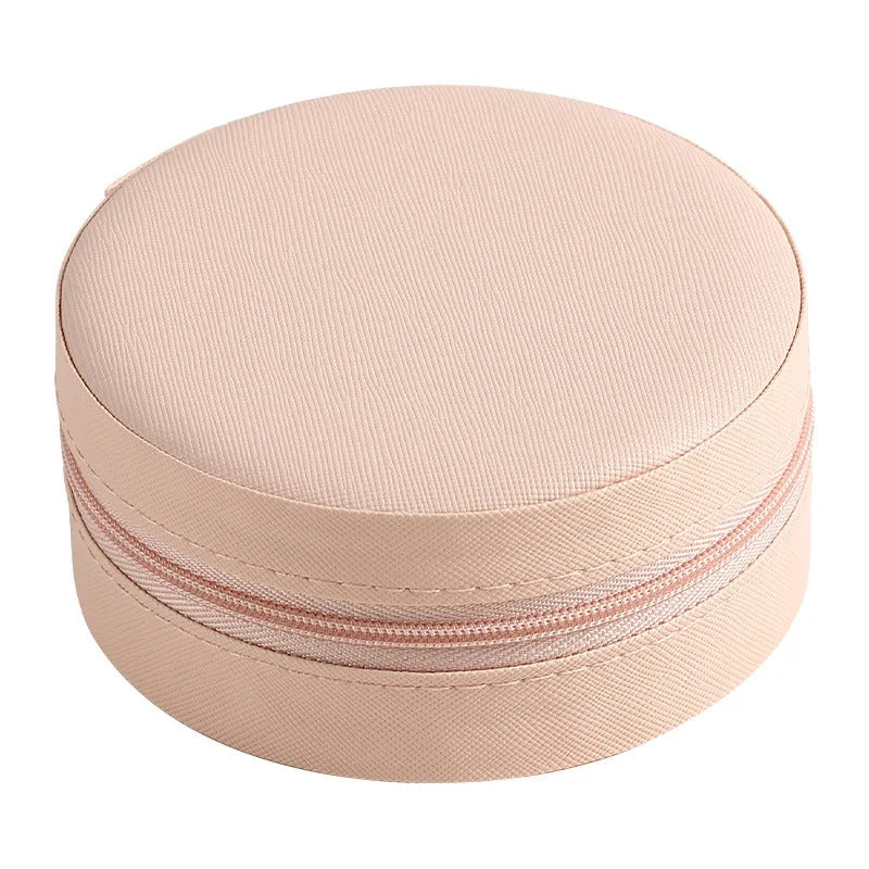 Boite A Boucle D'oreille Ronde Portable en Cuir Image