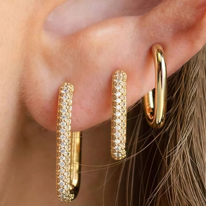 Boucle D’Oreille 3 Trous Trio Doré