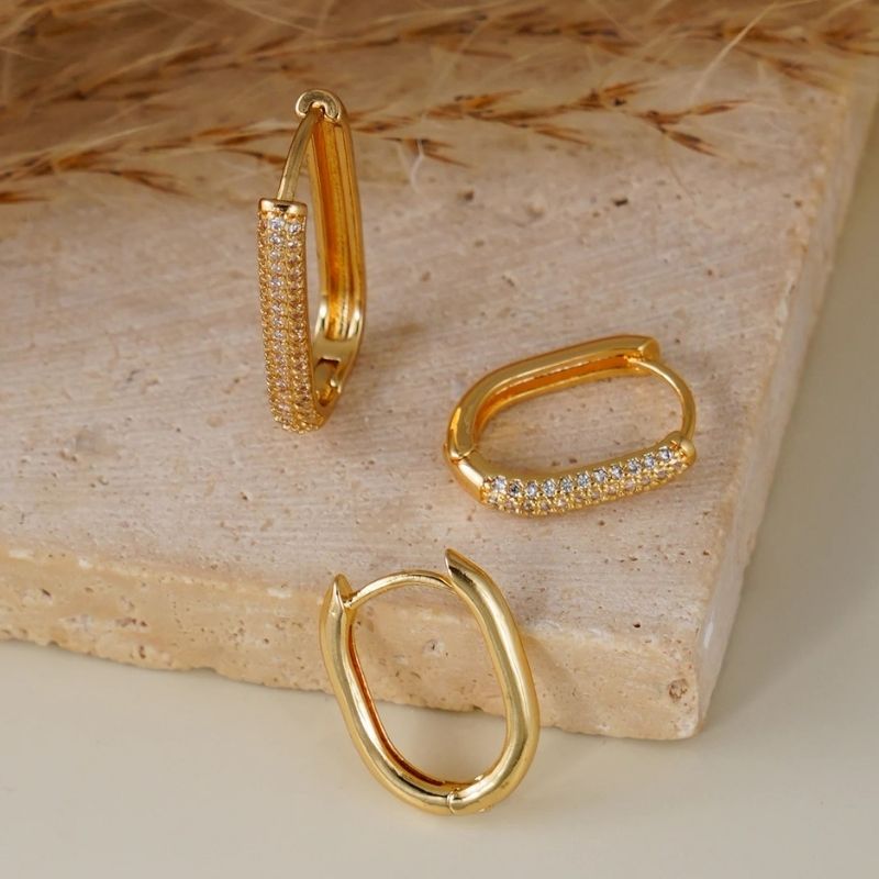 Boucle D’Oreille 3 Trous Trio Doré