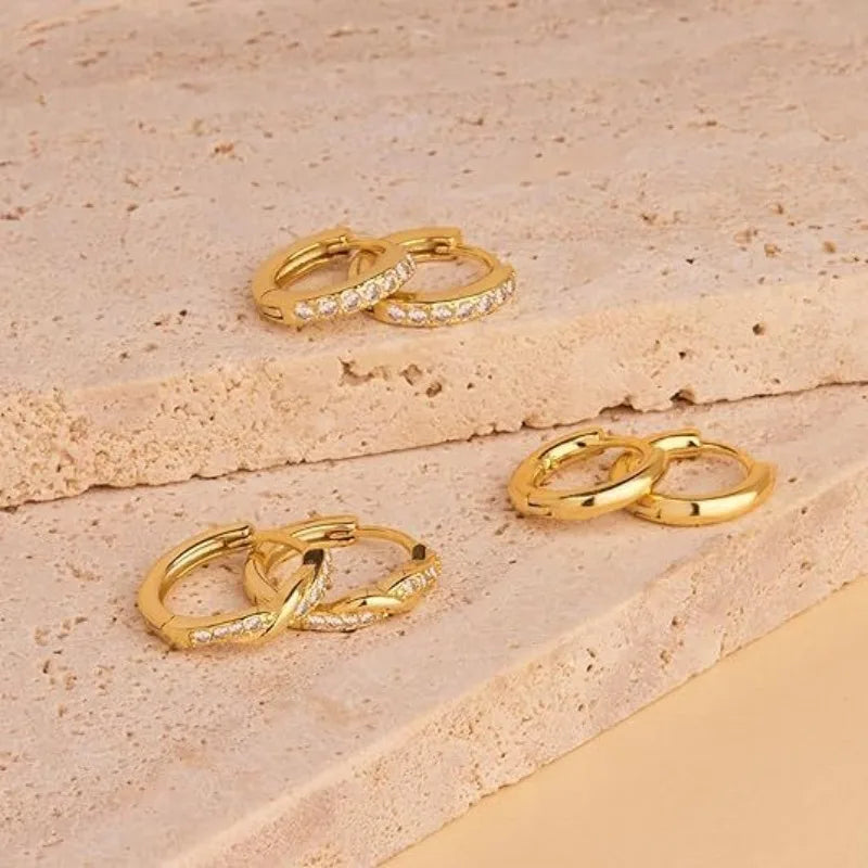 Boucle D’oreille Femme 3 Trous – Doré Éclatant