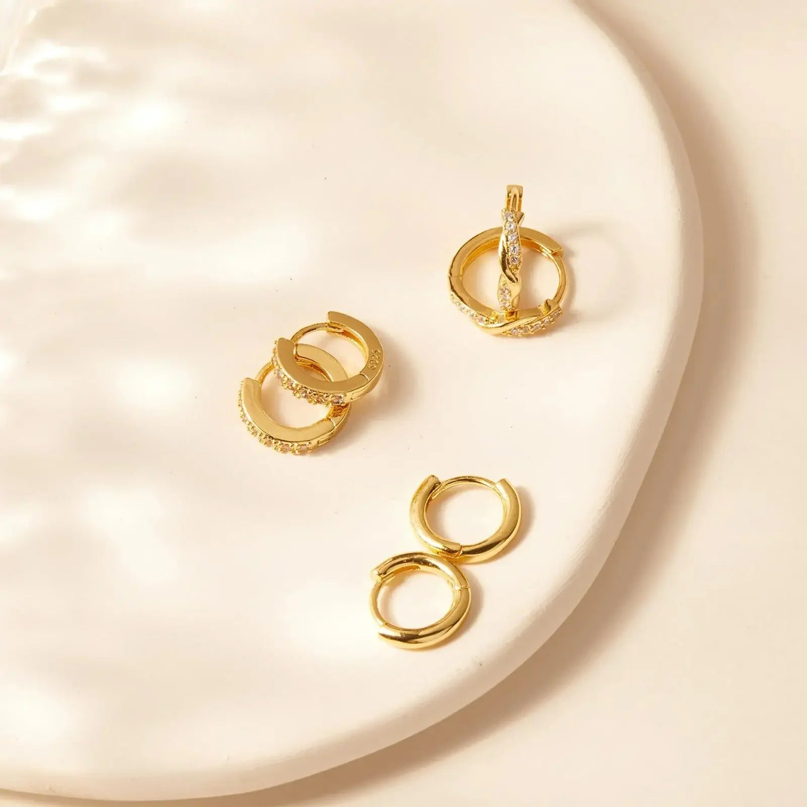 Boucle D’oreille Femme 3 Trous – Doré Éclatant