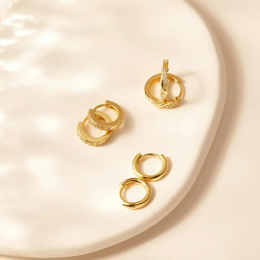 Boucle D’oreille Femme 3 Trous – Doré Éclatant